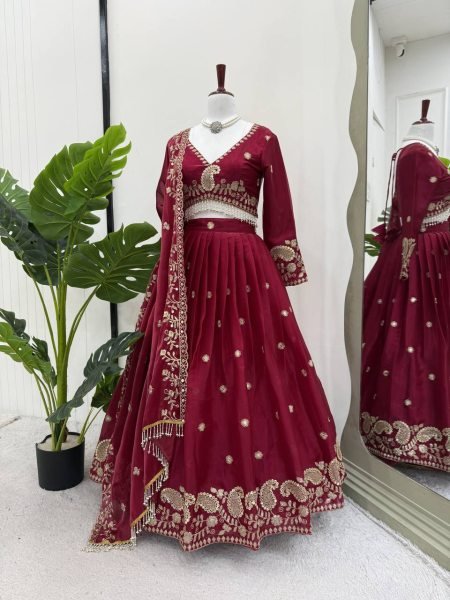 Elegant Sequin Embroidered Lehenga Choli Set Jimmy Choo Fabric for Wholesalers Designer Lehenga Choli