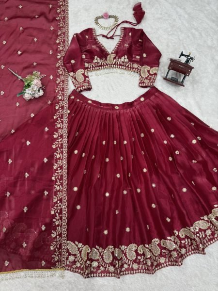 Elegant Sequin Embroidered Lehenga Choli Set Jimmy Choo Fabric for Wholesalers Designer Lehenga Choli