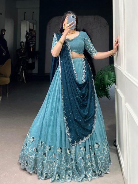 Elegant Silver Glossy Lehenga Choli Designer Sequin Work New Collection for Resellers 
