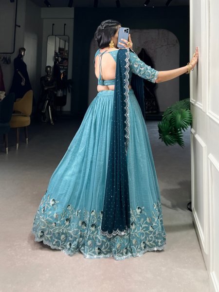 Elegant Silver Glossy Lehenga Choli Designer Sequin Work New Collection for Resellers Designer Lehenga Choli
