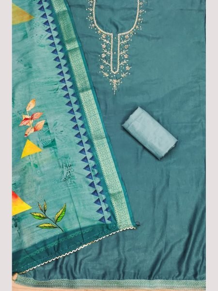 Elegant Simmer Silk dress materials Collection with Maslin Digital Print Dupatta Color Set Matching Dress Material Wholesale
