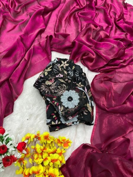 Elegant Space Silk Saree Set for Resale Soft Fabric with Designer Blouse at Wholesale Rates Embroidery Sarees Wholesale