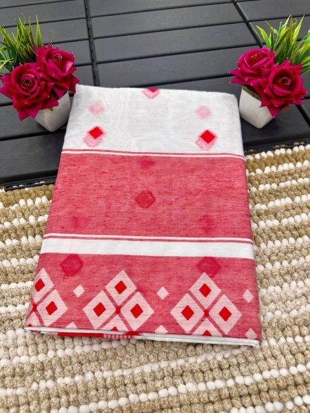 Elegant Traditional White   Red Soft Cotton Saree Collection Perfect for Summer Festivals Cotton Sarees Wholesale