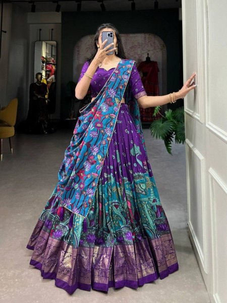 Elegant Tussar Silk Lehenga Choli – Patola Print with Foil Work Wholesale Deal 