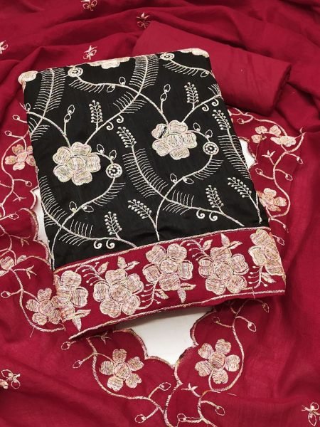 Elegant Vichitra Silk Suit Material with Santoon Bottom at Low Price 