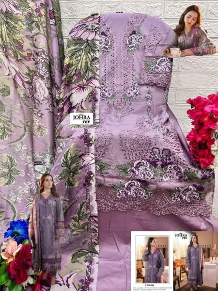 Embroidered Cambric Cotton Ethnic Set with Maslin Cotton Digital Print Dupatta Perfect for Everyday Wear Pakistani Suits Wholesale