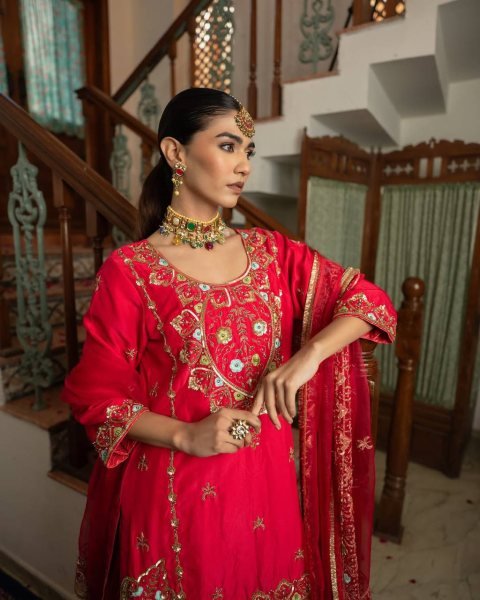 Embroidered Chinon Silk Kurti with Sharara   Dupatta New Launch Ready to Wear Collection at Affordable Wholesale Rates Ready To Wear Collection