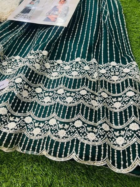 Embroidered Dark Green Net Indian Wedding Wear Lehenga Designer Lehenga Choli