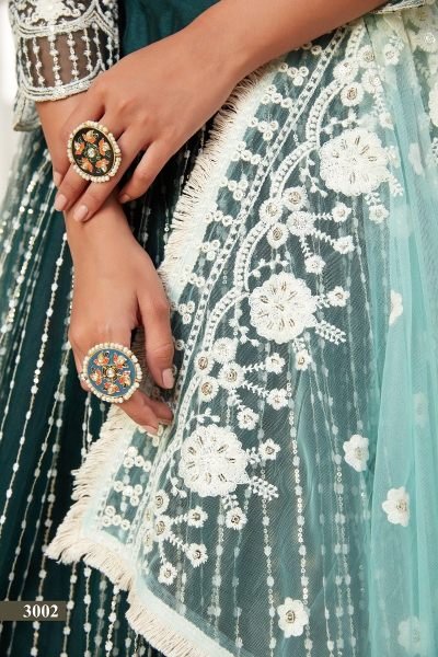 Embroidered Dark Green Net Indian Wedding Wear Lehenga Designer Lehenga Choli