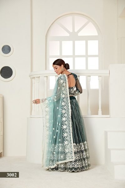 Embroidered Dark Green Net Indian Wedding Wear Lehenga Designer Lehenga Choli