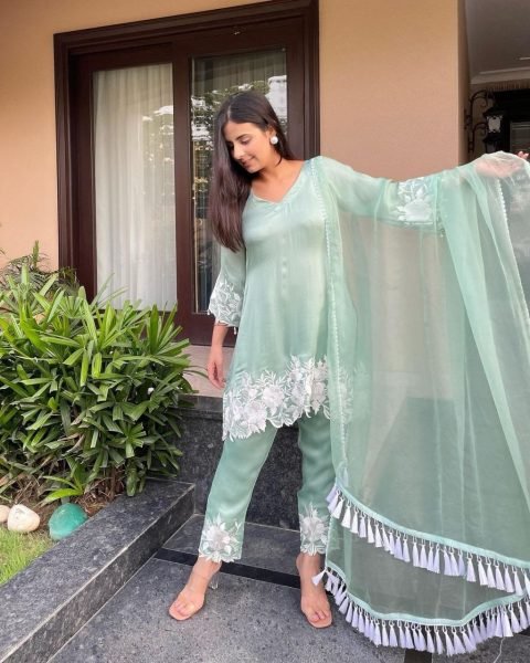 Embroidered Kurta With Matching Pants And Dupatta Set Embroidery Suits Wholesale