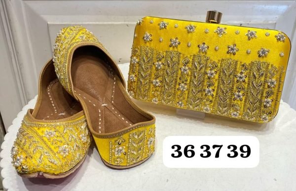 Embroidered Punjabi Jutti with Matching Designer Clutch Wedding Special Ethnic Combo Offer Fashion Accessories Wholesale