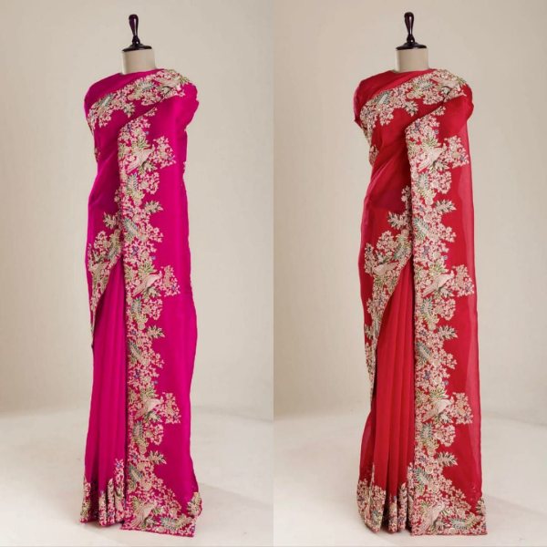  Designer Jimmy Chu Saree with Multi Thread Embroidery at Wholesale Rates JIMMY CHOO SAREE