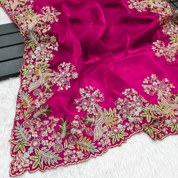  Designer Jimmy Chu Saree with Multi Thread Embroidery at Wholesale Rates JIMMY CHOO SAREE