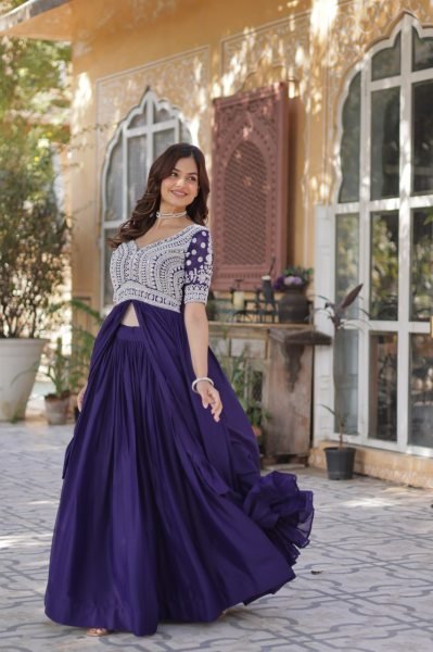 Embroidered Star Georgette Kurti with Lehenga Set Beads & Sequins Work Full-Stitched Party Wear Look Ready To Wear Collection