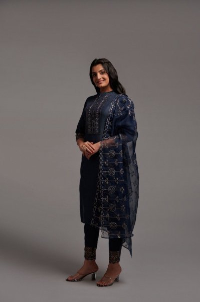 Embroidered Straight Chinon Kurti Pant Set  Ready To Wear Collection