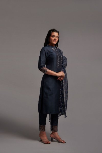 Embroidered Straight Chinon Kurti Pant Set  Ready To Wear Collection