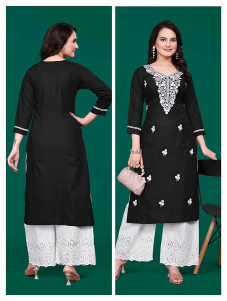 embroidered tesla slub chikankari top ethnic charm for casual and festive wear Embroidery Kurtis 