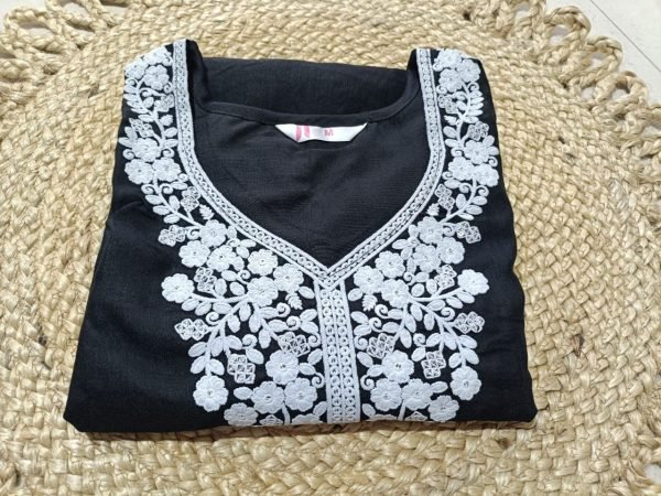 embroidered tesla slub chikankari top ethnic charm for casual and festive wear Embroidery Kurtis 