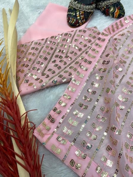 Embroidered Work Georgette Saree  Georgette Sarees Wholesale