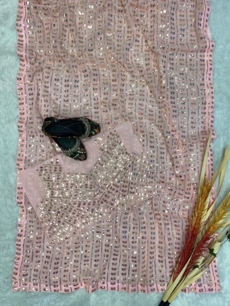 Embroidered Work Georgette Saree  Georgette Sarees Wholesale