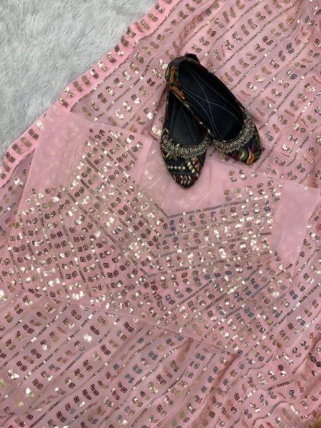 Embroidered Work Georgette Saree  Georgette Sarees Wholesale