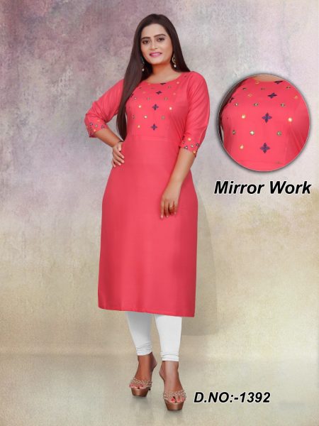  Embroidery Rayon Kurti In Plus Size Plus Size Kurti / Gown