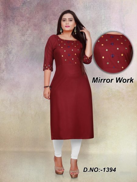  Embroidery Rayon Kurti In Plus Size Plus Size Kurti / Gown