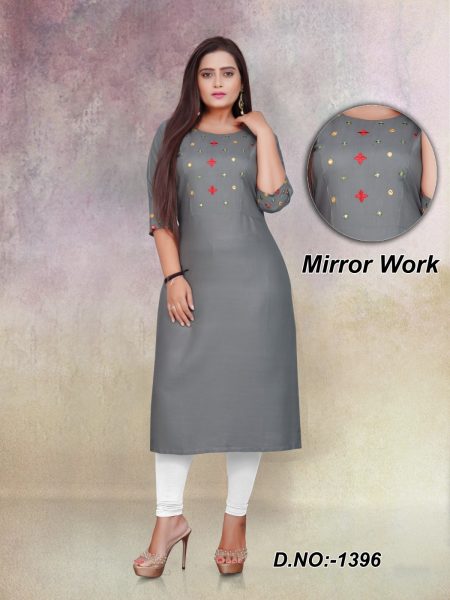  Embroidery Rayon Kurti In Plus Size Plus Size Kurti / Gown