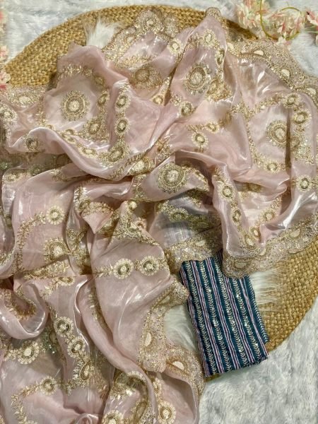 Luxe Organza Wedding Set with Rich Embroidery & Statement Blouse Celebration Ready Look Organza Sarees Wholesale