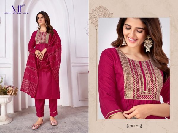 Ethereal  Vertical Silk Kurti and Pant   Banarasi Dupatta Full Stitched Set 3 Piece Kurti Set