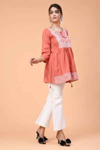 Ethnic Rayon Tops for Women – Perfect Blend of Style and Comfort Embroidery Kurtis 