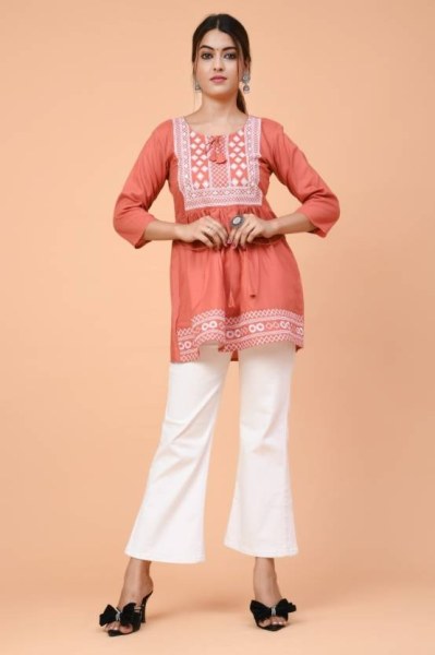 Ethnic Rayon Tops for Women – Perfect Blend of Style and Comfort Embroidery Kurtis 