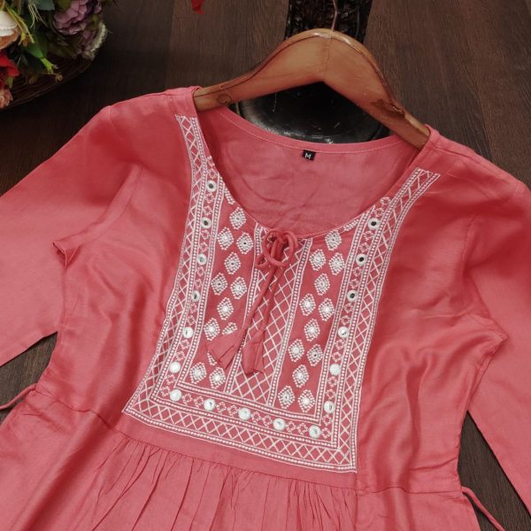 Ethnic Rayon Tops for Women – Perfect Blend of Style and Comfort Embroidery Kurtis 