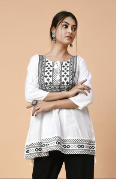 Ethnic Rayon Tops for Women – Perfect Blend of Style and Comfort Embroidery Kurtis 