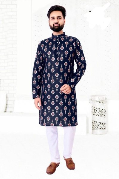 Ethnic Wear Foil Printed Kurta for Adult and Kids Father Son Collection 