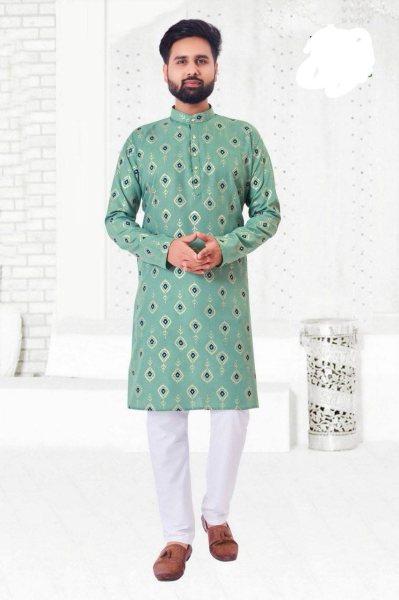 Ethnic Wear Foil Printed Kurta for Adult and Kids Father Son Collection 