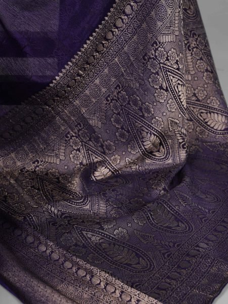 Evening Festive Look Navy Blue Chinon Saree with Rich Zari Border   Elegant Drape Silk Sarees Wholesale