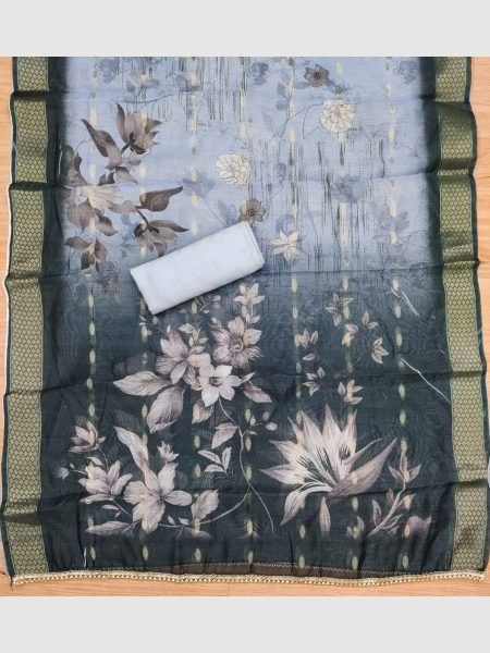 Exclusive Blue Color chanderi cotton Dress Material Collection  With Digital Print Dupatta  Color Set Matching Dress Material Wholesale