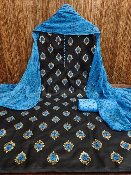 Exclusive Blue Color Cotton Slub Print Dress Material Collection  Color Set Matching Dress Material Wholesale