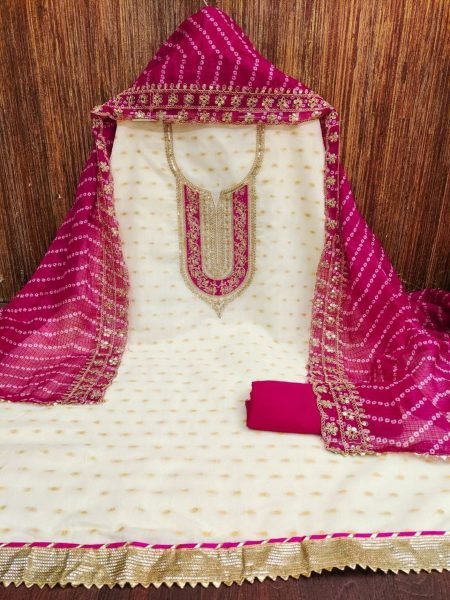 Exclusive Pink Color Chanderi Dress Material Suit  For Women Color Set Matching Dress Material Wholesale