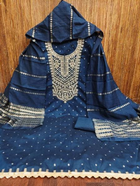 Exclusive Chanderi Modal Dress Material Suit With Kodding Work for Women Color Set Matching Dress Material Wholesale