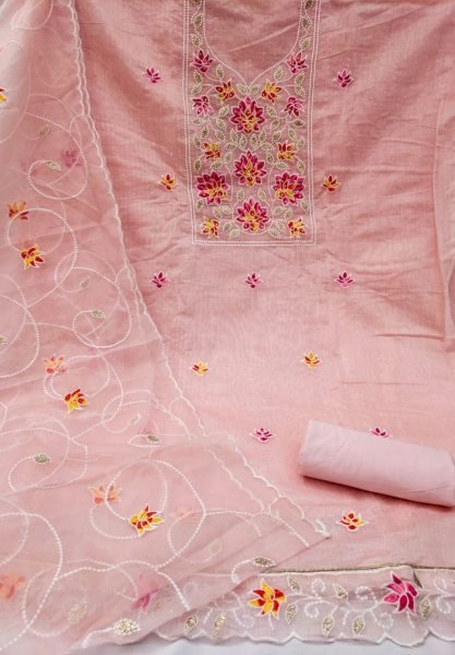 Exclusive Chanderi Work Dress Material For Women Color Set Matching Dress Material Wholesale