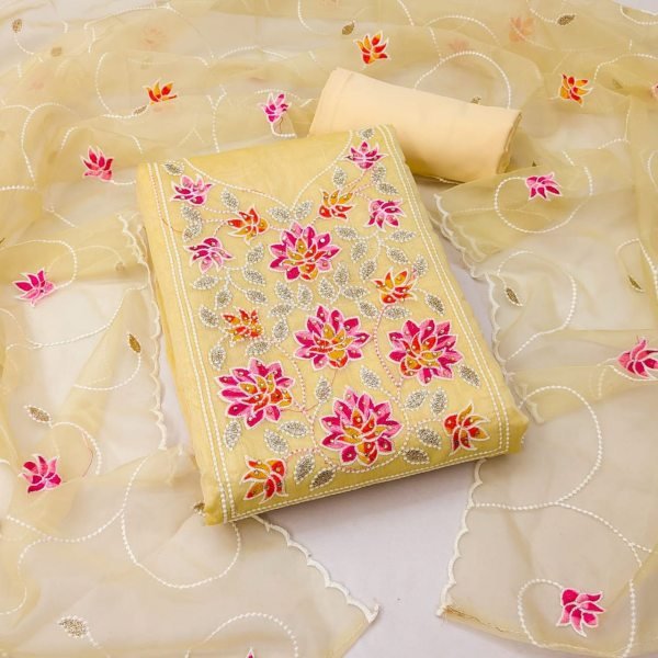 Exclusive Chanderi Work Dress Material For Women Color Set Matching Dress Material Wholesale