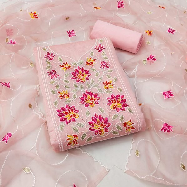 Exclusive Chanderi Work Dress Material For Women Color Set Matching Dress Material Wholesale