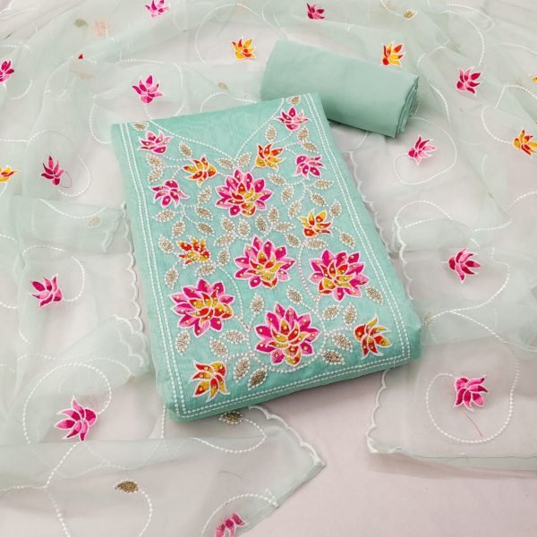 Exclusive Chanderi Work Dress Material For Women Color Set Matching Dress Material Wholesale