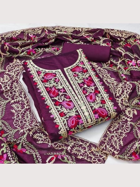 Exclusive Chanderi Work Women Dress Materials Color Set Matching Dress Material Wholesale