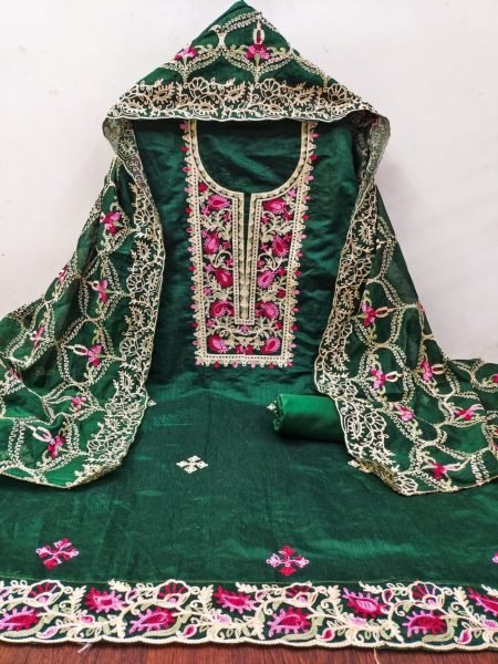 Exclusive Chanderi Work Women Dress Materials Color Set Matching Dress Material Wholesale