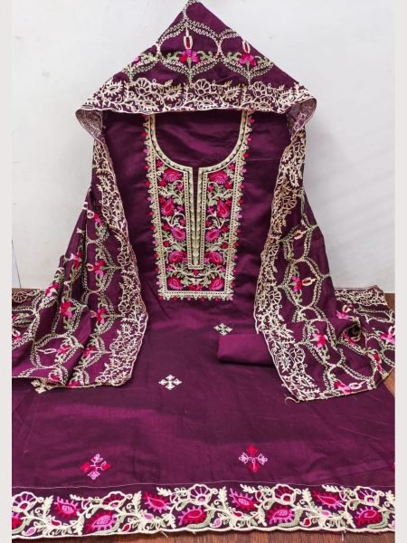 Exclusive Chanderi Work Women Dress Materials Color Set Matching Dress Material Wholesale