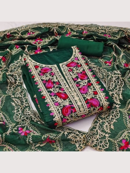 Exclusive Chanderi Work Women Dress Materials Color Set Matching Dress Material Wholesale